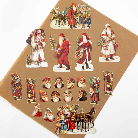 Mixed Santa Scraps Loose Christmas Paper Scrap Pack